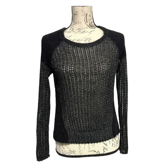 Eileen Fisher The Fisher Project Mohair Alpaca Blend Open Knit Sweater Gothic - Picture 7 of 8